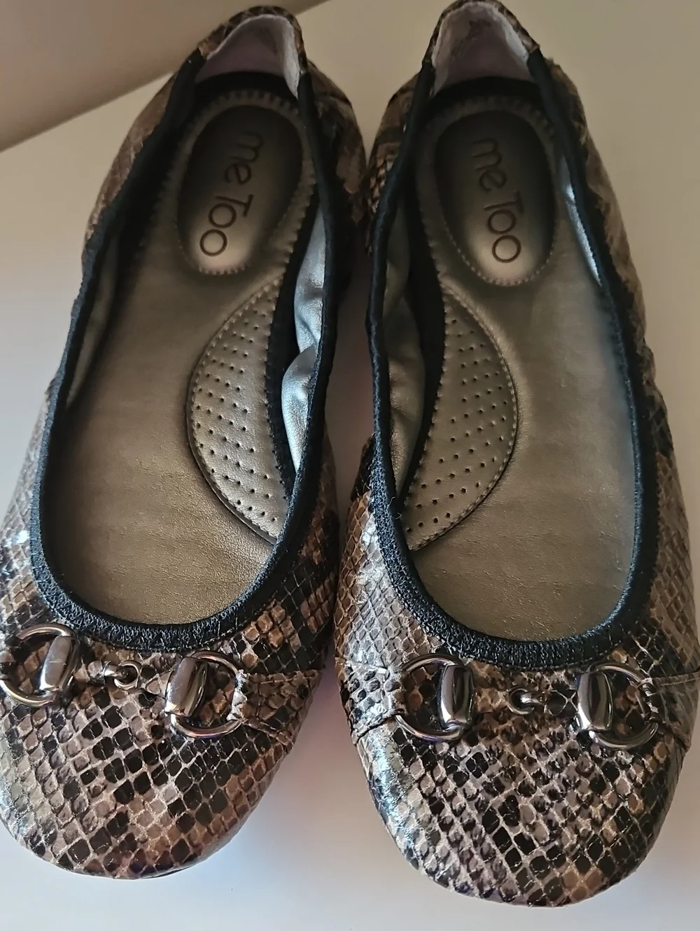 NWOT ME TOO LIMBO SNAKESKIN BALLET FLATS SZ 6.5